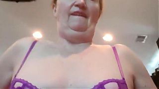 Wife Purple Lingerie Rides a Bull who skypes hubby